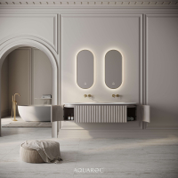 Belgravia Vanity Unit & Double Stone Basin 1600mm Sabbia Grigio Oak
